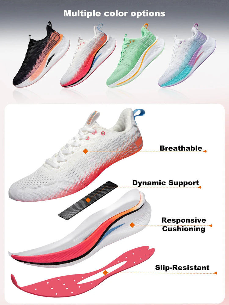 Baasploa Running Shoes Men Carbon Plate Professional Cushioning Anti-slip Sneaker Female Casual Breathable Jogging Sports Shoes PlatiNum