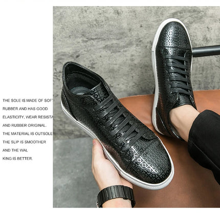 High-Quality Men Skateboard Shoes 2025 Fashion Large Size 46 Men's Leather Casual Shoes High Top Print Designer Luxury Shoes Man