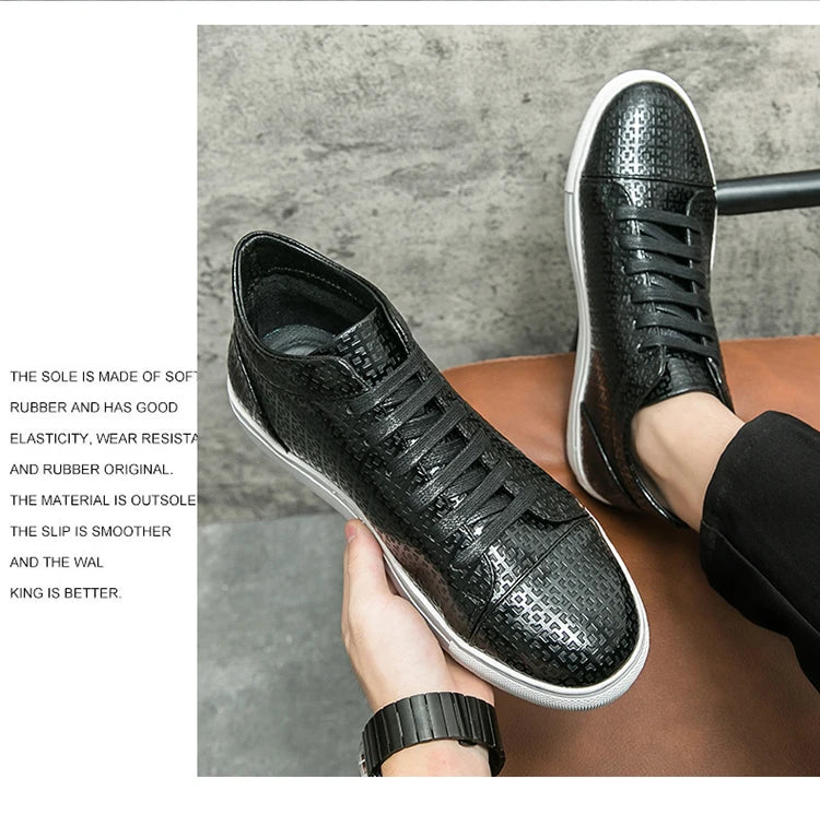 High-Quality Men Skateboard Shoes 2025 Fashion Large Size 46 Men's Leather Casual Shoes High Top Print Designer Luxury Shoes Man