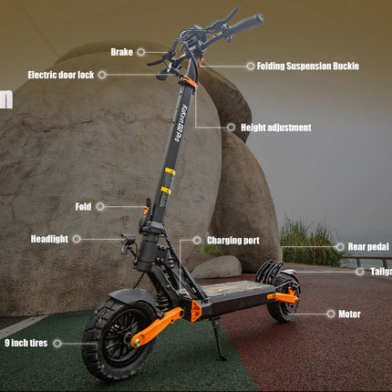 Monopattino elettrico Kukirin G2 Pro（ABE） per il trasporto urbano, motore da 500W, batteria da 48V 15.6Ah, pneumatici da 9 pollici, monopattino elettrico portatile