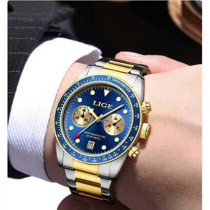 LIGE Nuovi orologi da uomo Orologi da polso al quarzo da uomo di lusso delle migliori marche Cronografo sportivo impermeabile e luminoso Relogio Masculino+BOX platinumshop