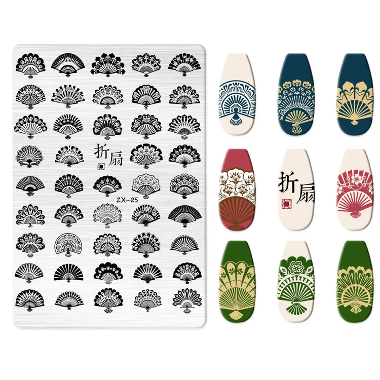 Flowers Love Nail Stamping Newspaper Splice Theme Irregular Stamping Plates Letter Nail Art Printing Stencil Tool Big Size Tools