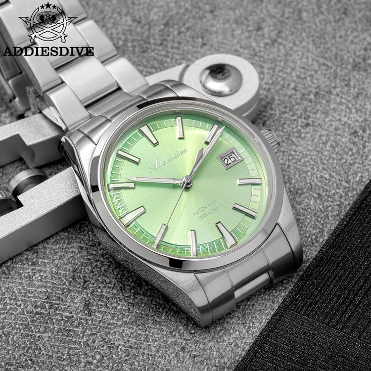 ADDIESDIVE Men's Automatic Mechanical Watch 316L Stainless Steel Luminous with Calendar 100M Waterproof Men's Wristwatch