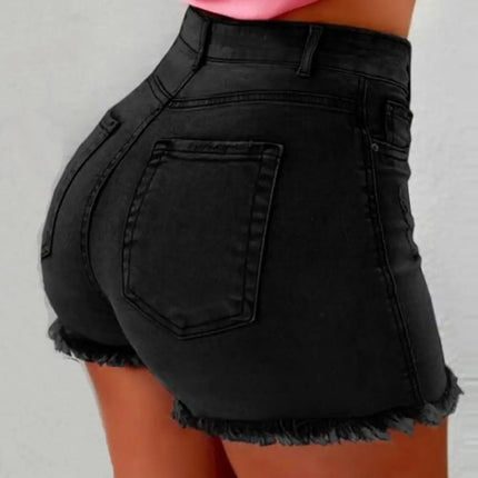 2025 Pantaloncini da donna con bordo strappato effetto consumato retrò Vita alta lavati Tasche laterali slim fit con sollevamento del sedere Pantaloni corti da festa casual da club