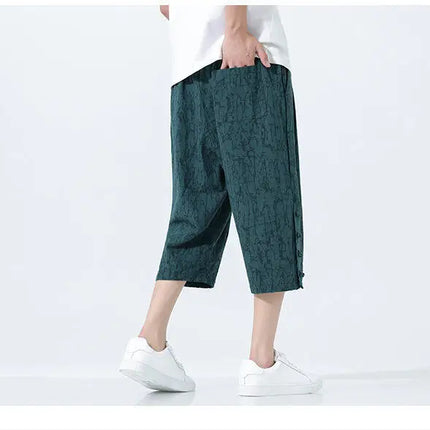 Pantaloncini da uomo Harajuku Kimono retrò Pantaloni da spiaggia comodi e traspiranti Pantaloni casual Harun larghi in cotone stile giapponese da uomo