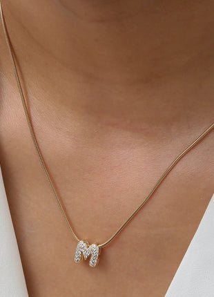Fashion Tiny CZ Zircon Initial Alphabet Pendant Neckalce Gold Plated Stainless Steel A-Z Letter Necklaces Birthday Gifts Jewelry PlatiNum