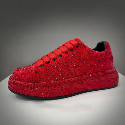Luxury New Men Rhinestone Lace Up All Match Brand Shoes Causal Flats Loafers Sports Walking Sneakers Zapatos Hombre Vest