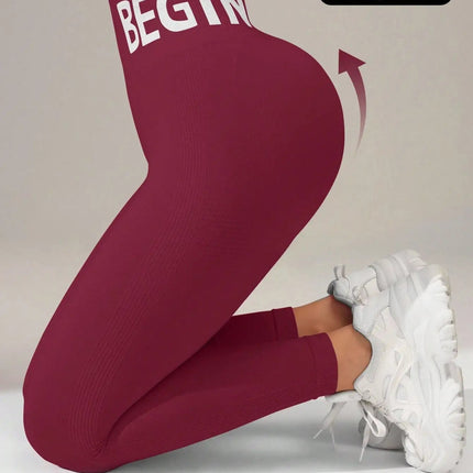 European and American Seamless Yoga Leggings with Waistband Lettering, Butt-Lifting, Quick-Dry Women's Breathable Tights for Pea PlatiNum