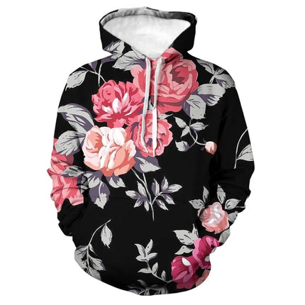 Fashion Rose Floral Hoodies Flower 3D Print Men Women Hip Hop Streetwear Hooded Sweatshirts Oversized Pullovers Top Man Clothing