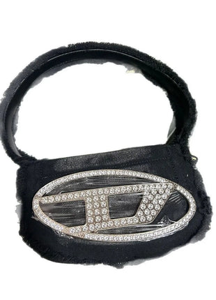Borsa a Tracolla in Pelle PU Effetto Specchio Argento Lucido con Decorazione Ovale in Rilievo, Tracolla Staccabile, Mini Borsetta Futuristica da Donna
