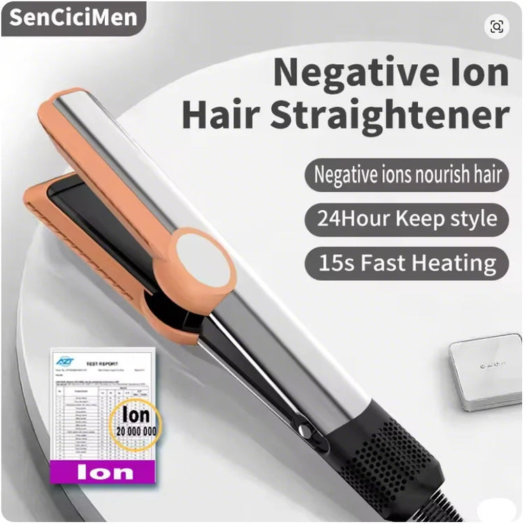 SenCiciMen 2-in-1 Air Straight & Dryer Combo - Negative Ion Heated Flat Iron for Fast, Long-Lasting Hairstyling at Home & Salon
