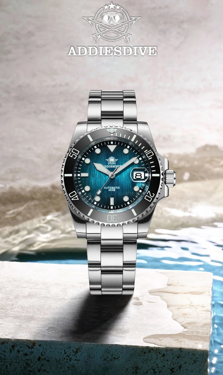 ADDIESDIVE Men's Dive Watch Automatic Mechanical 8215 Sapphire Glass BGW9 Super Luminous 200M Waterproof Men's Watch AD2536