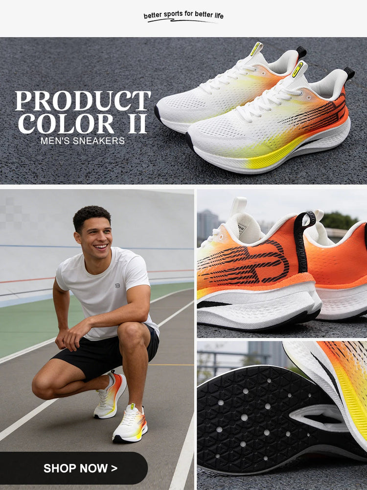 Baasploa Running Shoes Men Carbon Plate Professional Cushioning Anti-slip Sneaker Female Casual Breathable Jogging Sports Shoes PlatiNum