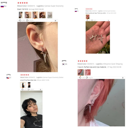 Oly2u Orecchini a stella grande Orecchini a bottone punk Semplicità Orecchini in acciaio inossidabile per gioielli da donna 2024 Oorbellen all'ingrosso platinumshop