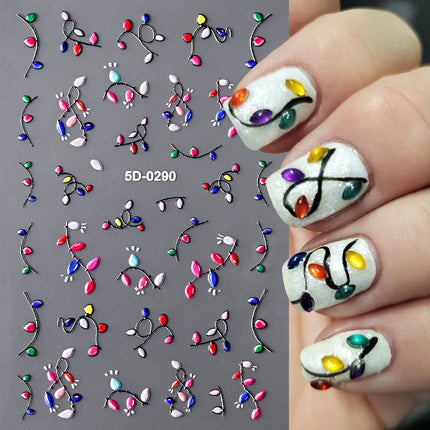 1Pc 3D Lavendar Flowers Stickers for Nails Spring Sakura Floral Leaves Self-Adhesive Sliders Decals Art Manicure for Decoration