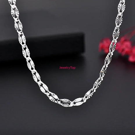 Fine 925 Sterling Silver 4MM flat chains Necklaces for Men Women wedding party Jewelry Christmas gifts 45-75cm PlatiNum