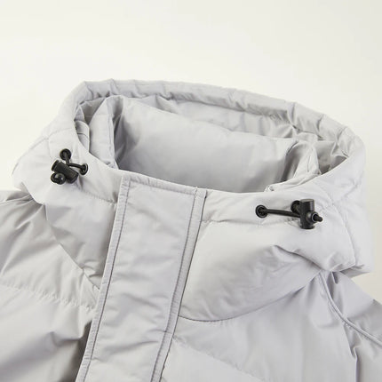 Metersbonwe Men's Long Hooded Down Jacket  Male Stand Collar Jacket with Hem Side Zipper Letter Printing Duck Down Padded Brand