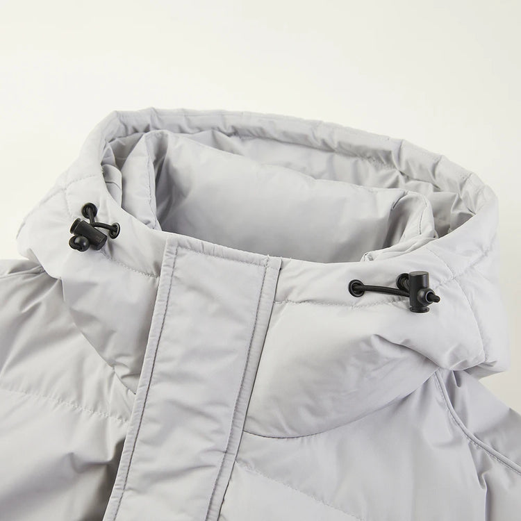 Metersbonwe Men's Long Hooded Down Jacket  Male Stand Collar Jacket with Hem Side Zipper Letter Printing Duck Down Padded Brand