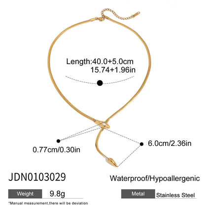 Uworld Simple Classic Zircon Serpentine Necklace 18K Gold Color Plated Stainless Steel Serpentine Chain Stackable Chain Women's PlatiNum