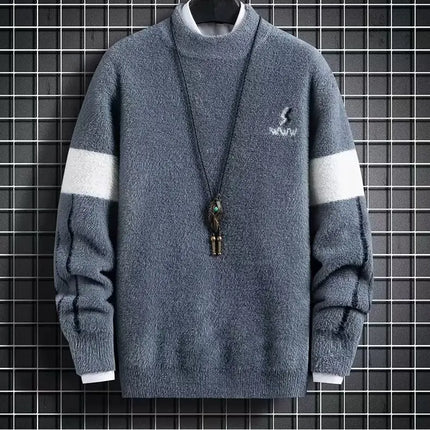 Men Winter Warm Black Sweater Pullovers Autumn High Quality Men's Rock Hip Hop Plush O Neck Top Men's Cloting New 2024