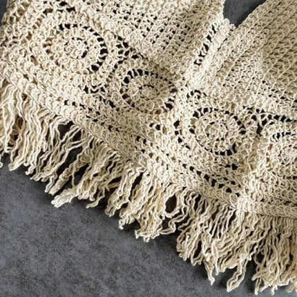 Sexy Boho Beach Holiday Canotta Halter Donna Crochet Maglia Costume da bagno Reggiseno Backless Vest Hollow Nappa Canotta Crop Top da donna platinumshop