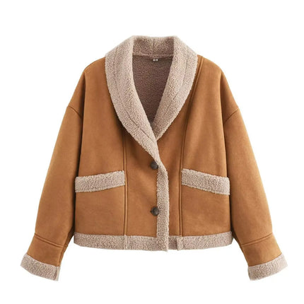 Women Winter Wool Coat Faux Fur Outerwear Vintage Fall Spring Jackets
