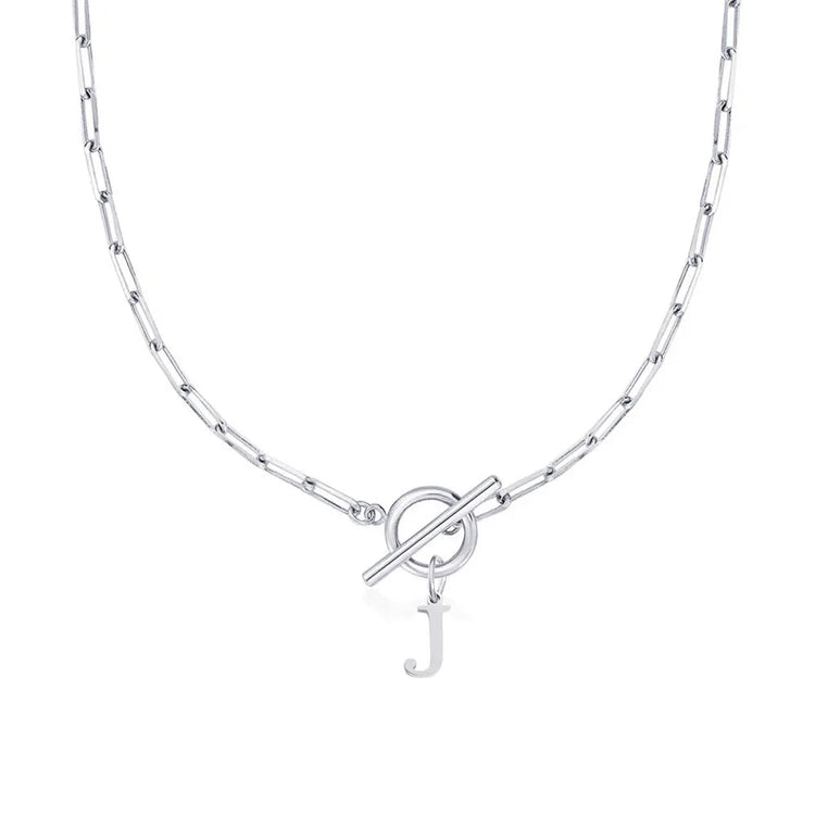 Women stainless steel Initial necklace A-Z Letter charms pendant Choker Women silvery Chain Ot Deduction Necklace For Women 2025 PlatiNum