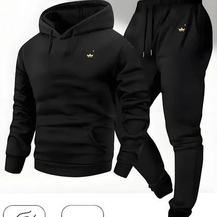 2025 Crown Logo Printed Autumn/Winter Fashion New Hooded Sportswear Outdoor Fashion Versatile Casual Sportswear and Pants PlatiNum