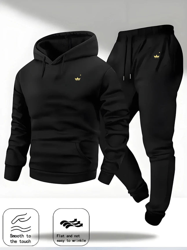2025 Crown Logo Printed Autumn/Winter Fashion New Hooded Sportswear Outdoor Fashion Versatile Casual Sportswear and Pants PlatiNum