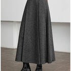 VIMLY Elegant Wool Blend Pleated Maxi Skirt for Women 2025 Winter High Waist Stereo Heavy Duty Skirt Office Lady Clothes M9173 PlatiNum