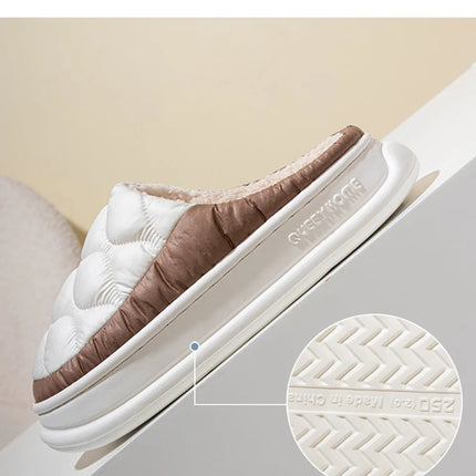Evshine Women's Winter Furry Slippers Soft Thick Sole Indoor Plush Slides Waterproof Fluffy Shoes Warm Fur House Cotton Slippers