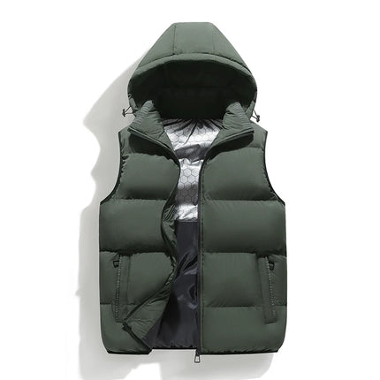 Winter Men Thicken Warm Sleeveless Vests Mens Autumn Detachable Hat Outwear Hooded Waistcoat Vest Jackets Mens Casual Vests Male