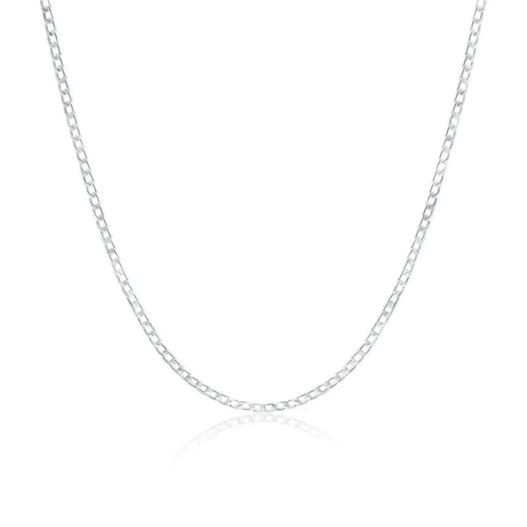 Men's 925 Sterling Silver Necklace 2/4/6/8/10/12MM 40-75cm Face Chain Necklace Lobster Clasp Men And Women Engagement Jewelry PlatiNum