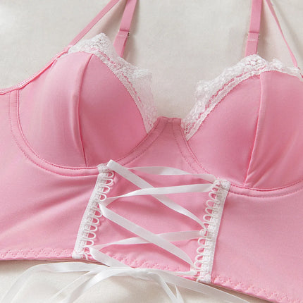 Women Transparent Bra And Panty Garter Underwear Set Hot Erotic Sexy Costumes Underwear Open Bra Thong Sexy Lingerie Sets