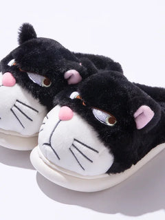 Women Fluffy Slippers Cute Cartoon Winter Plush Home Shoes Girls Casual Large Size Flats