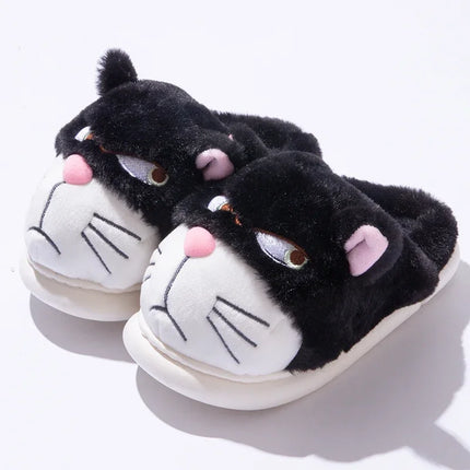 Women Fluffy Slippers Cute Cartoon Winter Plush Home Shoes Girls Casual Large Size Flats