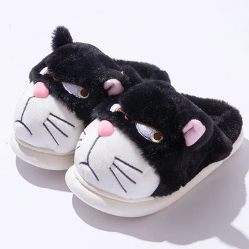 Women Fluffy Slippers Cute Cartoon Winter Plush Home Shoes Girls Casual Large Size Flats