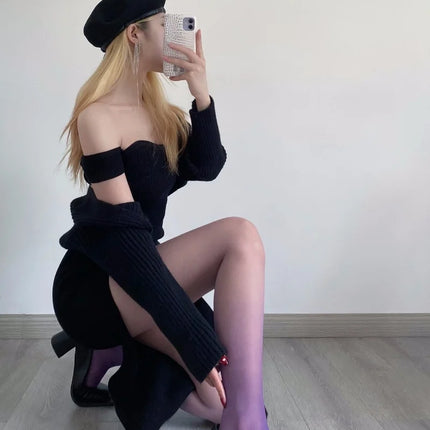 Calze viola 15D calzamaglia da donna colore caramella sfumato calze opache senza soluzione di continuità collant stretti pantaloni femminili Medias estate
