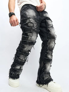 Denim Pants Men Ripped Distressed Washed Fashion Designer Male Denim Trousers Street Style Men's Slim Biker Jeans