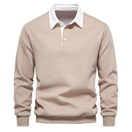 2025 Spring Autumn Polo Neck Sweatshirts for Men Fashion Smart Casual Cotton Mens Hoodies Sweatshirts High-Quality Pullover Tops