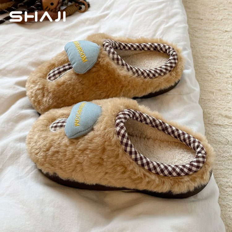 Plush Cotton Slippers Women Winter Indoor Home Shoes Anti-slip Thick Warm Cotton Shoes Cartoon Slippers Soft Comfortable Slipper