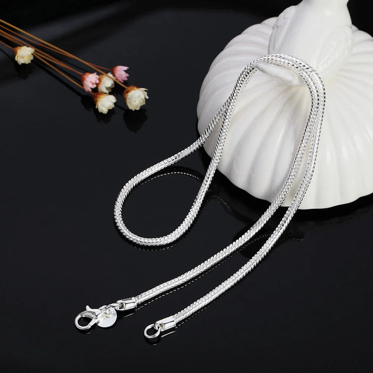 45-60cm Silver Color 1MM/2MM/3MM solid Snake Chain Necklace For Men Women Fashion Jewelry for pendant free shipping PlatiNum