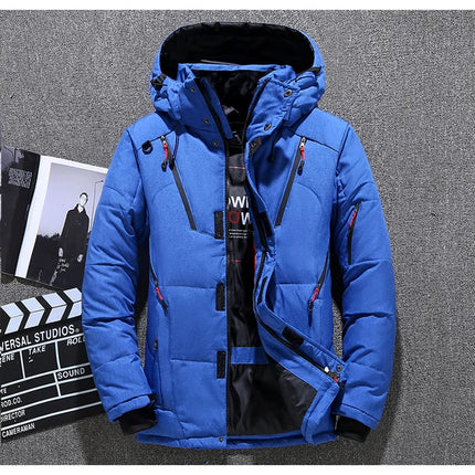 Winter White Duck Down Jacket Men Travel Hiking Thicken Warm Hooded Puffer Jackets Windproof Overcoat Down Coat Male Clothing