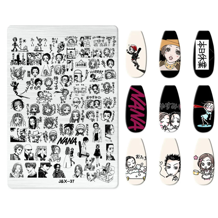 Flowers Love Nail Stamping Newspaper Splice Theme Irregular Stamping Plates Letter Nail Art Printing Stencil Tool Big Size Tools