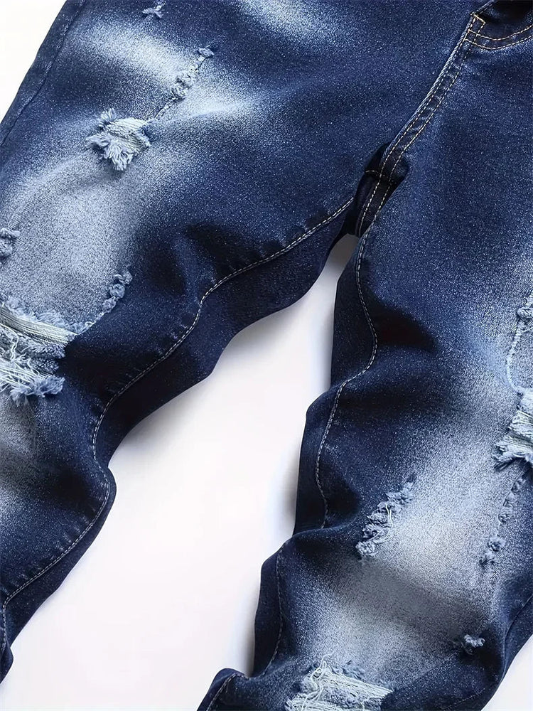 Riding Motorcycle Mens Pants Hip Hop Ripped Skinny Jeans Breathable Casual Fashion Blue Denim Trousers Streetwear Men Clothing PlatiNum