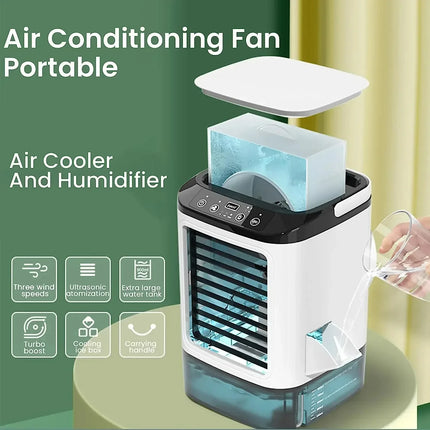 HOMEFISH Umidificatore da Tavolo Silenzioso per Uso Domestico, Ventilatore Portatile USB con Nebulizzatore e Funzione di Raffreddamento