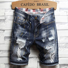 Men Ripped Short Jeans Summer Cotton Knee Length Shorts Breathable Vintage Denim Pants Painted Graffiti Streetwear Cargo Jeans PlatiNum