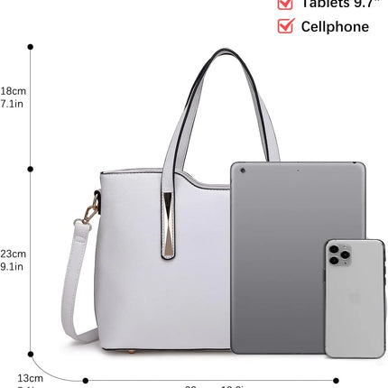 Borsa da donna Miss Lulu di medie dimensioni, elegante borsa a tracolla e borsa a mano, set shopper da 2 pezzi