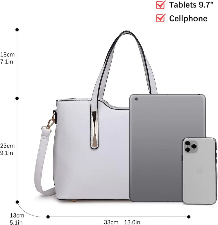 Borsa da donna Miss Lulu di medie dimensioni, elegante borsa a tracolla e borsa a mano, set shopper da 2 pezzi