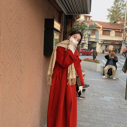Double-sided Cashmere Big Collar Women's Coat 100% Pure Wool Reversible Woolen Coat High-End Fashion Loose Women's Wear 2026
